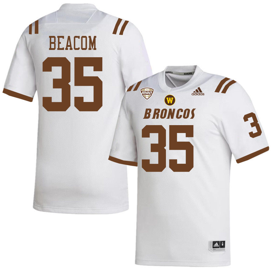 #35 Anthony Beacom Western Michigan Broncos College Football Jerseys Stitched-White